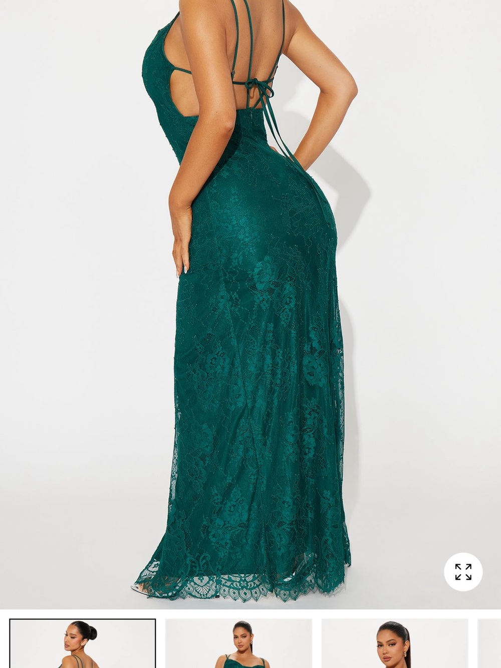 Emerald Green Lace Backless Maxi Dress